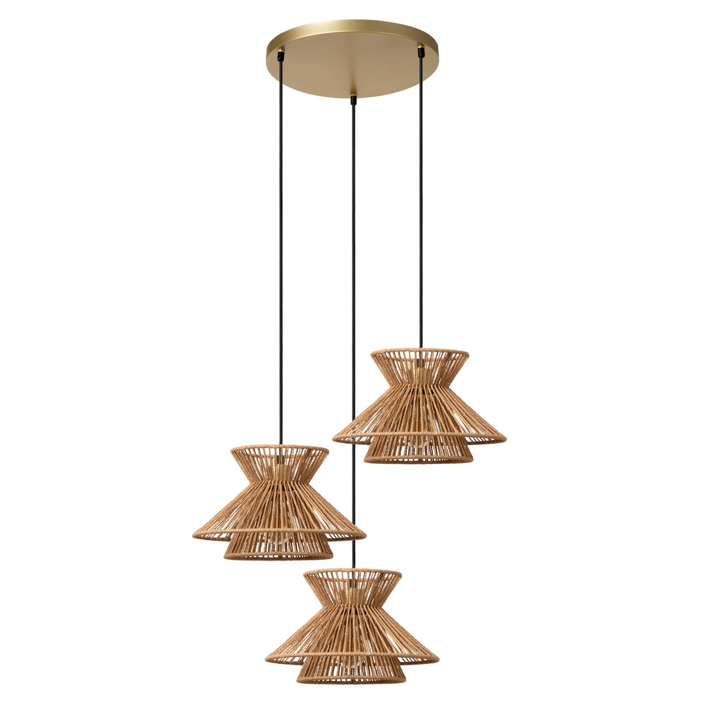 Lucide HanglampTasman 3-lichts rotan - 10420/03/72